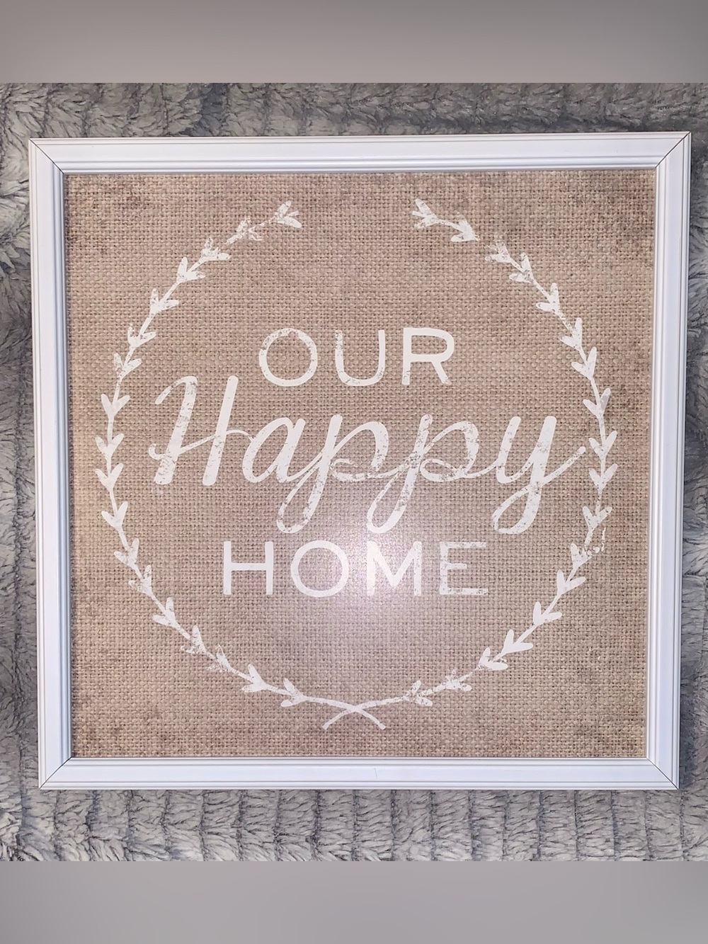Farmhouse Burlap Wall Sign - Our Happy Home